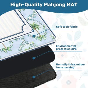 Tapete de Mahjong con Palmera de 33 x 33 cm con Base Antideslizante / Tapete de Mahjong Azul Costero / Tapete de Mahjong de Viaje con Bolsa de Transporte / Regalo de Mahjong imagen 5