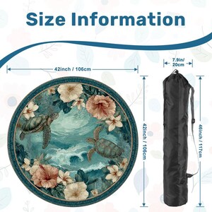 Sea Turtle Mahjong Mat, Coastal Round Mahjong Table Mat 42 Inch, Tropical Ocean Game Mat, Beach House Mahjong Decor, Poker Table Cover Bild 3