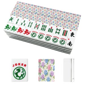 Hydrangea American Mahjong Tiles Set, Floral Mahjong Tiles with Jokers, Luxury Mahjong Gift Set, Custom Mahjong Game, 166 Tile Set 画像 2