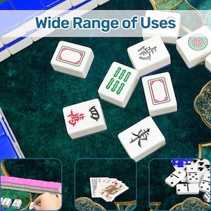 Emerald Coastal Mahjong Mat 33x33 Foldable Mahjong Game Mat with Storage Bag, Luxury Teal Gold Mahjong Table Cover, Mermaid Coastal Decor zdjęcie 9