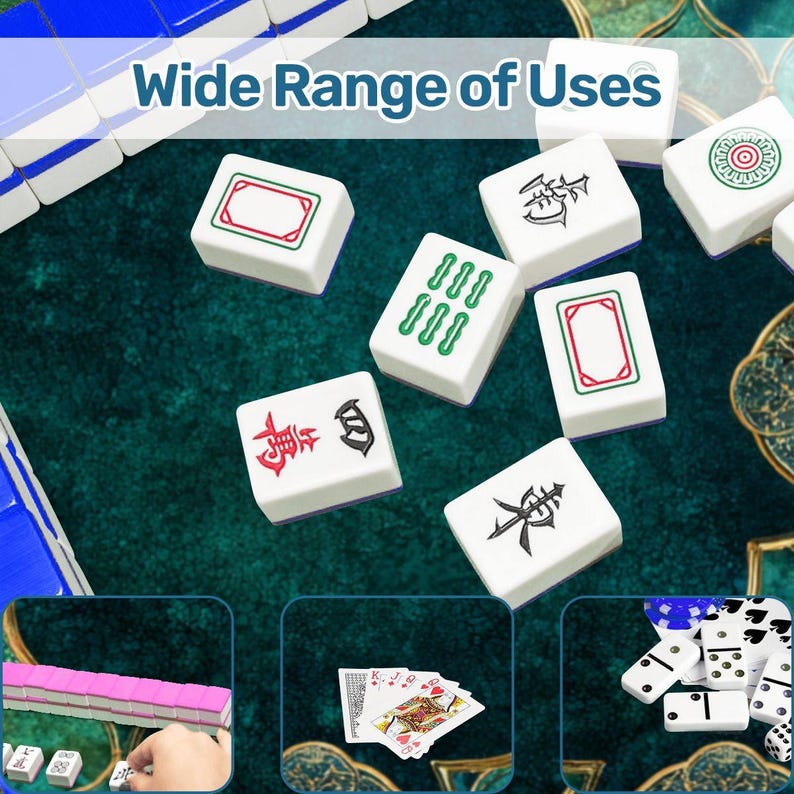 Emerald Coastal Mahjong Mat 33x33 Foldable Mahjong Game Mat with Storage Bag, Luxury Teal Gold Mahjong Table Cover, Mermaid Coastal Decor zdjęcie 9
