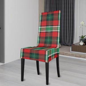 Holiday Plaid Dining Chair Covers, Holiday Decor Chair Covers for Dining Chairs