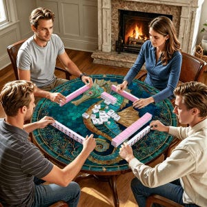 Seahorse Mahjong Mat Round 42 Inch, Coastal Ocean Game Mat, Blue Teal Seahorse Table Cover, Mahjong Table Pad, Poker Mat, Playing Surface afbeelding 6