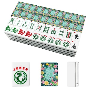 Tropical Flamingo Mahjong Tiles Set, American Mahjong Set 166 Tiles with Jokers, Preppy Palm Beach Mahjong Game, Acrylic Mahjong Gift Set image 6