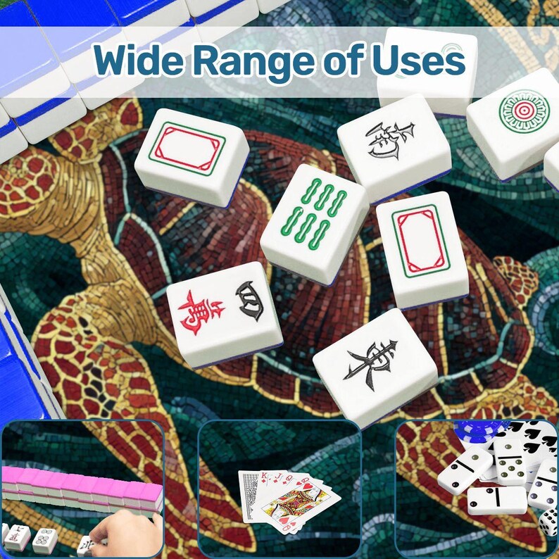 Sea Turtle Mahjong Mat 42 Inch Round Mahjong Mat, Coastal Mahjong Table Cover,Ocean Turtle Mat, Beach House Mahjong Gift,Mahjong Accessories Bild 8
