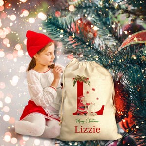 Personalized Santa Sack Christmas Gift Bag with Drawstring Large Christmas Sacks for Party Decorations