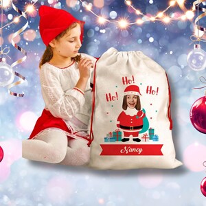 Personalised Santa Sack Large Christmas Gift Bag with Drawstring for Christmas Party Supplies