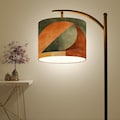 Contemporary Boho Design Arc Floor Lamp, Geometric Shape in Earth Tones, (Made in USA), Home Lighting Decor, Standing Lamp