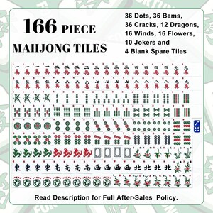 Patriotic Floral American Mahjong Tiles Set, 166 Piece Mahjong Game Set with Jokers, Red White Blue Mahjong Accessories,Grandmillennial Gift Bild 5