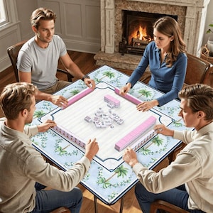 Tapete de Mahjong con Palmera de 33 x 33 cm con Base Antideslizante / Tapete de Mahjong Azul Costero / Tapete de Mahjong de Viaje con Bolsa de Transporte / Regalo de Mahjong imagen 7