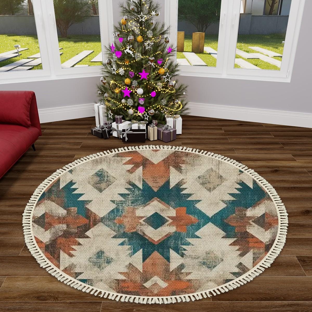 Aztec Southwest Design Round Rug, Multiple Sizes Round Area Rug With ...