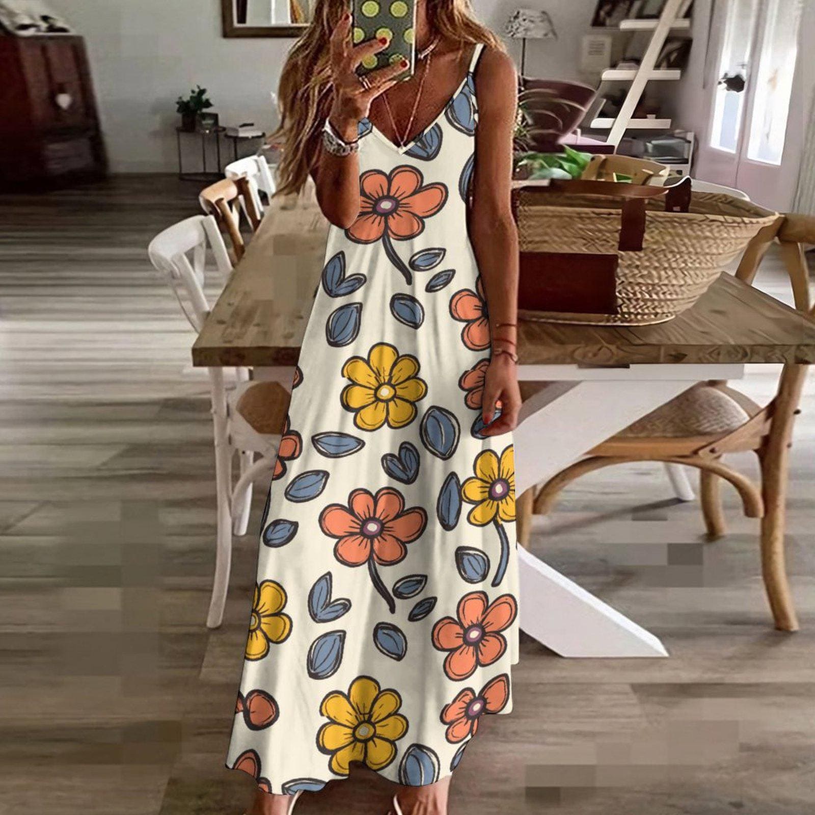 Long Flowy Boho Dress Spaghetti Strap - Etsy Long Flowy Boho Dress Spaghetti Strap - Etsy