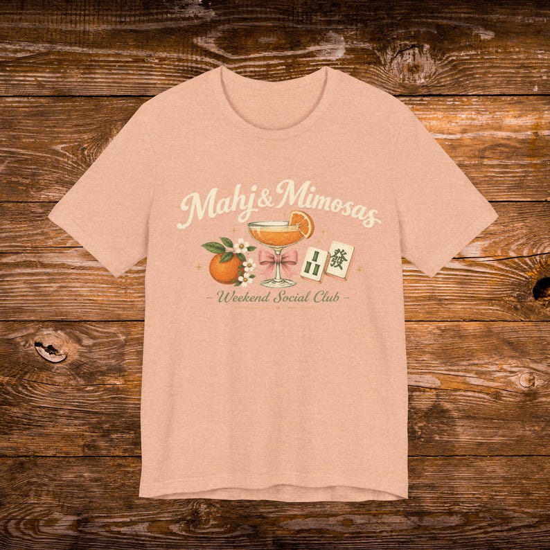 Mahj & Mimosas Tee | Mahjong Tiles, Orange Cocktail Graphic image 11