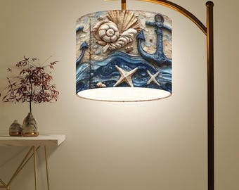 Beach Sea Shore Design Arc Floor Lamp (Made in USA), Coastal Home Lighting, Floor Lamp for Bedroom, Livingroom, Office