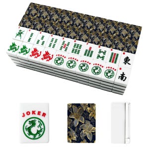 Navy Gold Floral Mahjong Tile Set 166 Pieces, American Mahjong Tiles with Jokers, Luxury Mahjong Set, Modern Mahjong Gift Bild 2