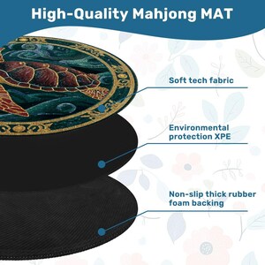 Sea Turtle Mahjong Mat 42 Inch Round Mahjong Mat, Coastal Mahjong Table Cover,Ocean Turtle Mat, Beach House Mahjong Gift,Mahjong Accessories Bild 5