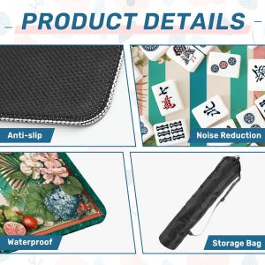 Coastal Mahjong Mat 31.5x31.5, Tropical Floral Mahjong Table Cover, Hydrangea Mahjong Game Mat, Preppy Palm Beach Mahjong Accessories image 9