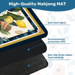 Coastal Lemon Mahjong Mat 31.5x31.5, Hydrangea Mahjong Table Cover, Blue Gold Mahjong Game Mat, Coastal Grandma Mahjong Decor Gift image 6