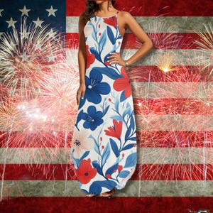 red white blue dress women's MARMALADE 60s Style Navy-Blue/Red/White Swirl Marmalade-shop relaxed and comfortable Red White And Blue Dresses