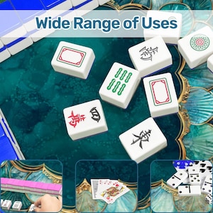 Mermaid Mahjong Mat 33x33, Coastal Mahjong Table Cover, Teal Shell Mahjong Mat, Foldable Travel Mahjong Mat with Storage Bag, Game Decor image 11