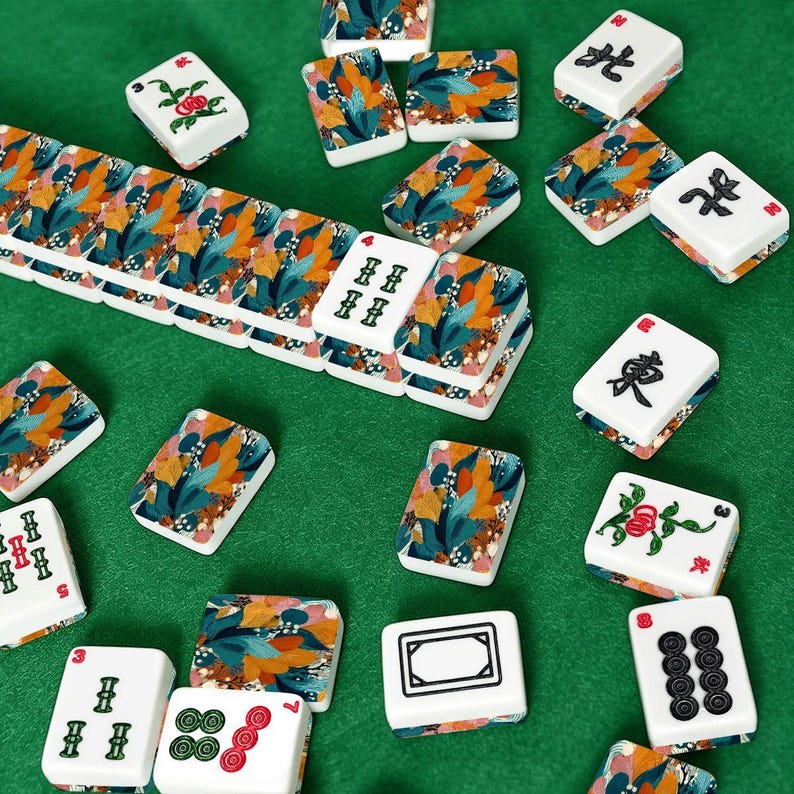 Floral Mahjong Tile Set 166 Pieces, American Mahjong Tiles with Jokers, Colorful Mahjong Set Gift, Modern image 8