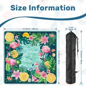 Flamingo Mahjong Mat, Tropical Citrus Palm Game Table Cover, Foldable (31.5") image 4