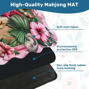 Tapete de Mahjong con borde festoneado de 80 cm (31,5 pulgadas), tapete de mesa tropical con flamencos, tapete de juego antideslizante e impermeable, tapete de Mahjong de viaje, regalo costero imagen 5