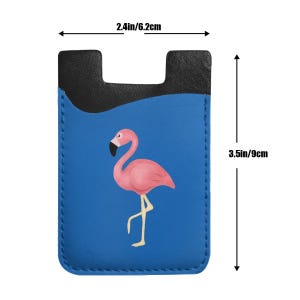 Tarjetero para teléfono, diseño de flamenco para amantes de las aves tropicales, billetera para tarjetas de crédito, billetera para teléfono celular, regalo de diseño personalizado