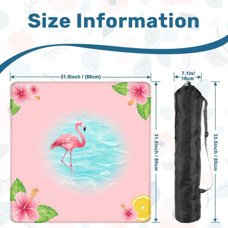 Pink Flamingo Mahjong Mat, Tropical Mahjong Table Mat, Coastal Game Night Decor, Hibiscus Mahjong Cover, Beach Mahjong Accessory, 31.5 Inch image 4