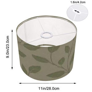 Boho Leaf Print Lampshade: Soft Green Linen Look, Arc/Floor Lamp Bild 3