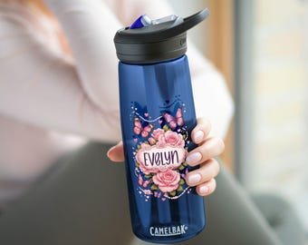Pink Floral Name Water Bottle | Personalized CamelBak Eddy 20oz