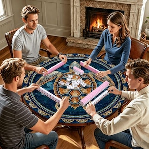 Sea Turtle Mahjong Mat 42 Inch Round, Coastal Mahjong Table Mat, Ocean Turtle Game Mat, Beach House Mahjong Decor, Mahjong Accessories Gift image 6