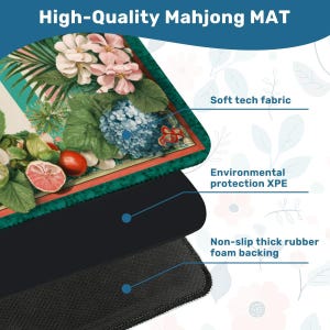 Coastal Mahjong Mat 31.5x31.5, Tropical Floral Mahjong Table Cover, Hydrangea Mahjong Game Mat, Preppy Palm Beach Mahjong Accessories image 8