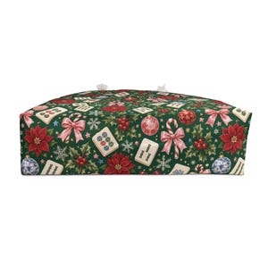 Christmas Mahjong Bag, Holiday Mahjong Storage Tote, 24 x 13 Inch Mahjong Rack Bag, Poinsettia Tile Game Gift image 6