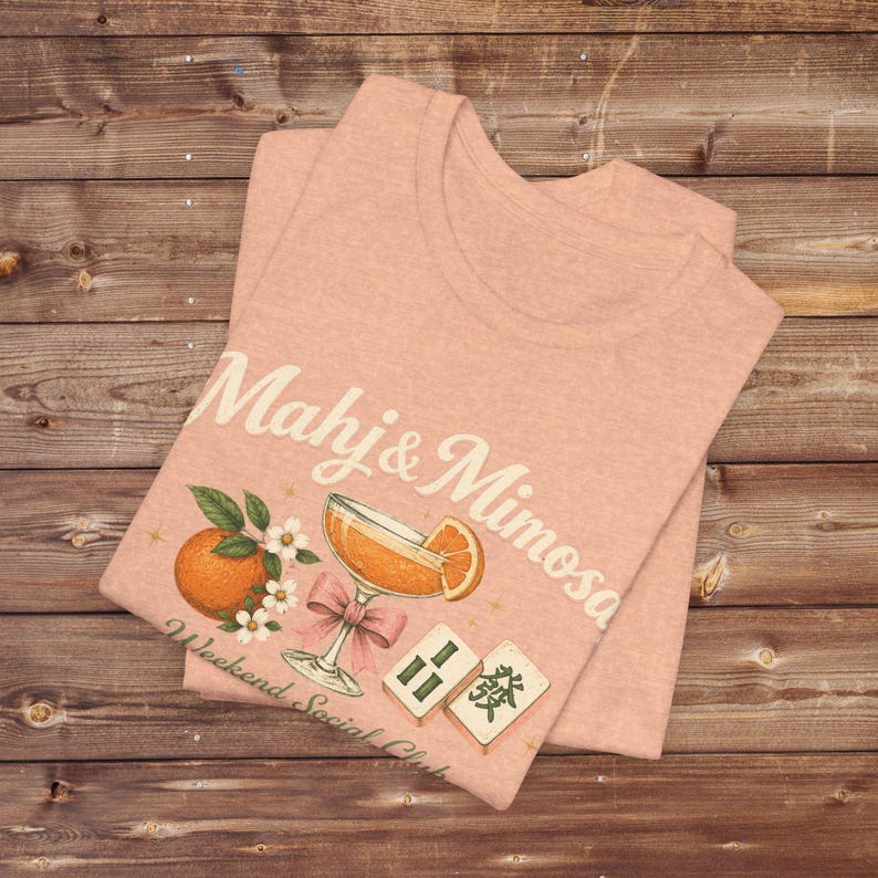 Mahj & Mimosas Tee | Mahjong Tiles, Orange Cocktail Graphic image 13