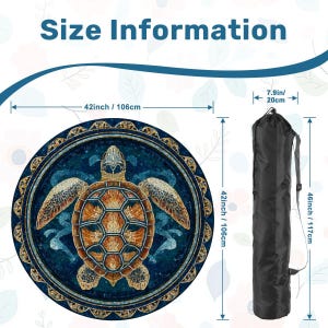 Sea Turtle Mahjong Mat 42 Inch Round, Coastal Mahjong Table Mat, Ocean Turtle Game Mat, Beach House Mahjong Decor, Mahjong Accessories Gift image 3