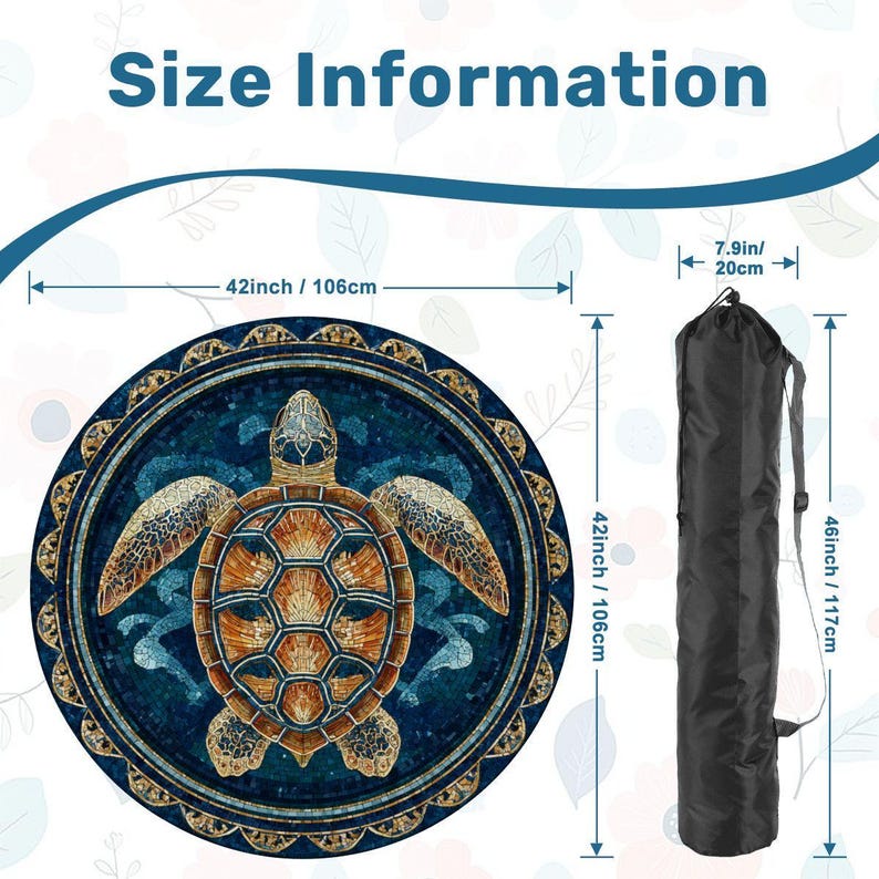 Sea Turtle Mahjong Mat 42 Inch Round, Coastal Mahjong Table Mat, Ocean Turtle Game Mat, Beach House Mahjong Decor, Mahjong Accessories Gift image 3
