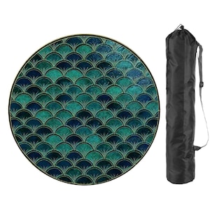 Round Mahjong Mat 42 Inch, Coastal Mahjong Mat, Art Deco Fan Pattern Game Mat, Large Mahjong Table Cover, Mahjong Accessories, Mahjong Gift image 2