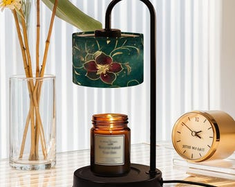 Vintage Floral Candle Warmer Lamp, Table Lamp, Desktop Light, Home Decor Lighting