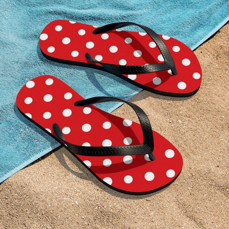 Red and White Polka Dot Flip Flops Women's Sandals - Etsy