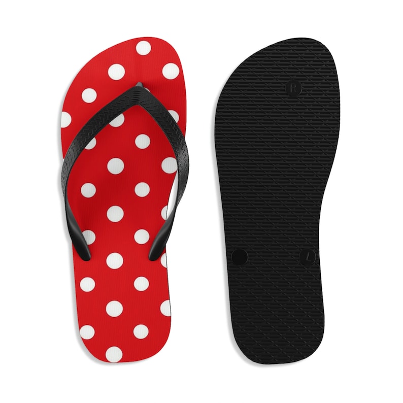 Red and White Polka Dot Flip Flops Women's Sandals - Etsy