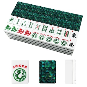 Emerald Green Mermaid Scale American Mahjong Tiles Set, Luxury Mahjong Game Set with Jokers, Acrylic Mahjong Tiles, Mahjong Accessories Gift Bild 2