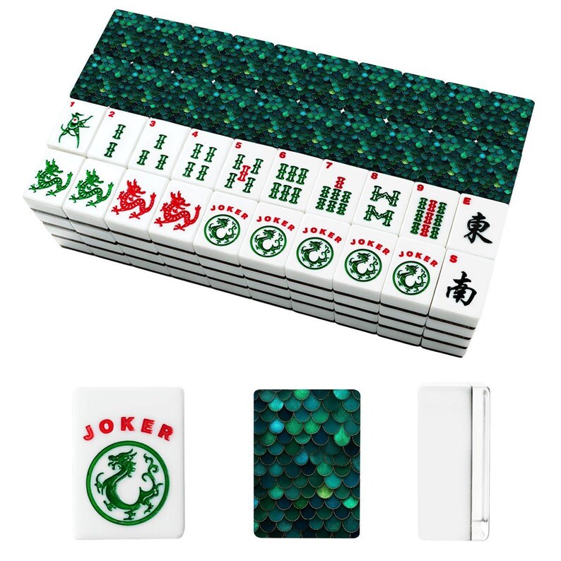 Emerald Green Mermaid Scale American Mahjong Tiles Set, Luxury Mahjong Game Set with Jokers, Acrylic Mahjong Tiles, Mahjong Accessories Gift Bild 2