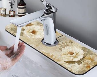 Boho floral Elegant Design Faucet Mat for Kitchen Sink