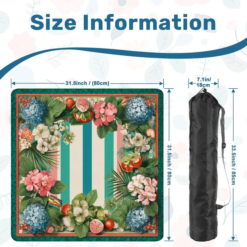 Coastal Mahjong Mat 31.5x31.5, Tropical Floral Mahjong Table Cover, Hydrangea Mahjong Game Mat, Preppy Palm Beach Mahjong Accessories image 6