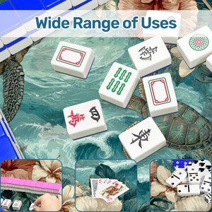 Sea Turtle Mahjong Mat, Coastal Round Mahjong Table Mat 42 Inch, Tropical Ocean Game Mat, Beach House Mahjong Decor, Poker Table Cover Bild 7