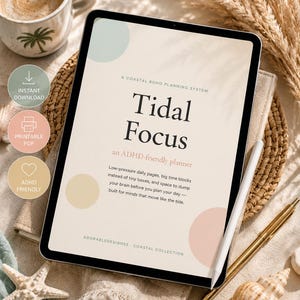 ADHD Digital Planner PDF | Printable Daily Planner for ADHD | Undated Planner with Brain Dump, Habit Tracker, Hyperfocus Log