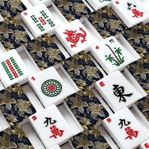 Navy Gold Floral Mahjong Tile Set 166 Pieces, American Mahjong Tiles with Jokers, Luxury Mahjong Set, Modern Mahjong Gift Bild 7