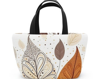 Earth Tone Leaf Lunchbag, Warme Lunch Tasche, Lunchbag für die Schule, Lunch Bag für die Arbeit,