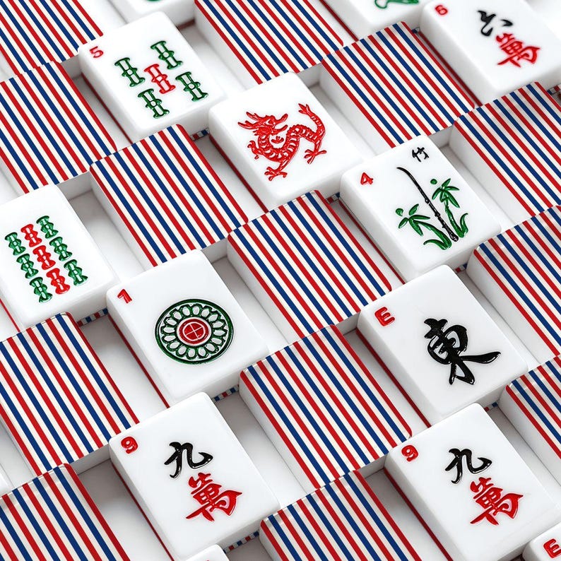 Patriotic American Mahjong Tiles | Red White Blue Stripe Mahjong Set | 166 Piece Mahjong Tiles with Jokers | Custom Mahjong Gift image 8